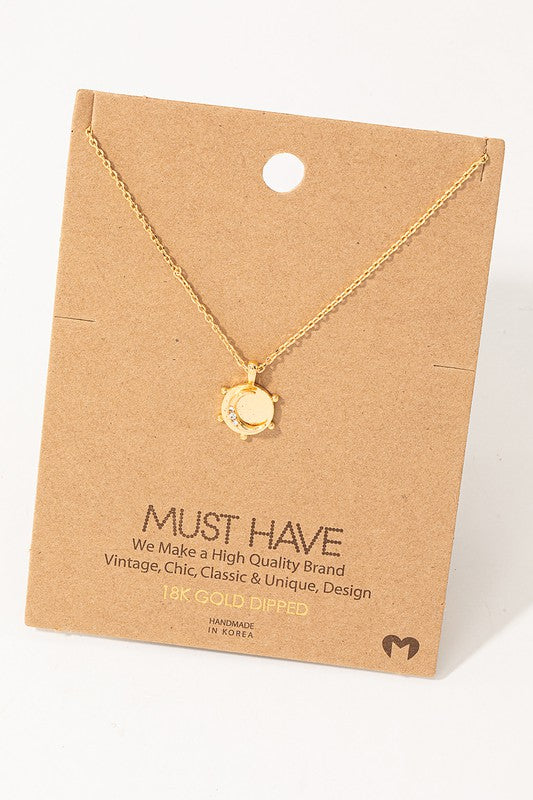 Dainty Mini Moon Coin Gold Pendant Necklace