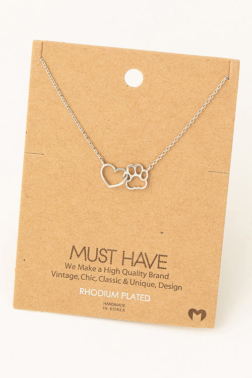 Dog Paw Heart Cutout Necklace