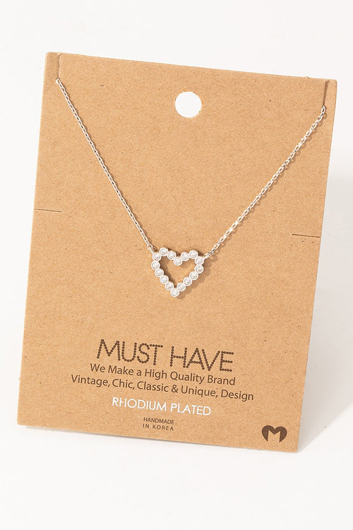 Rhinestones Heart Pendant Necklace