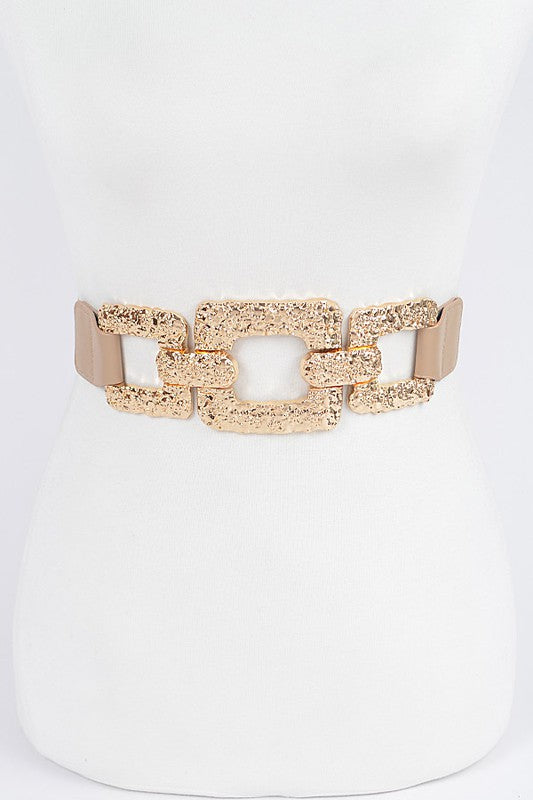 Multi Metal Nude Plus Size Elastic Belt