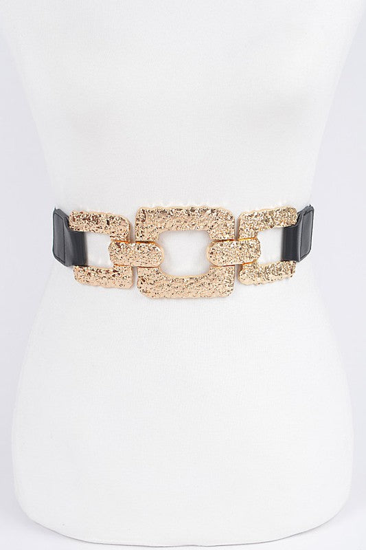 Multi Metal Black Plus Size Elastic Belt