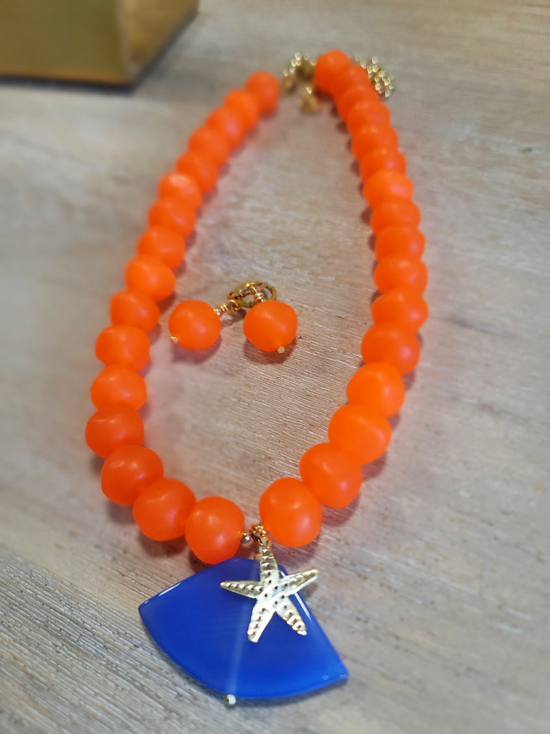 Neon Orange Starfish Necklace