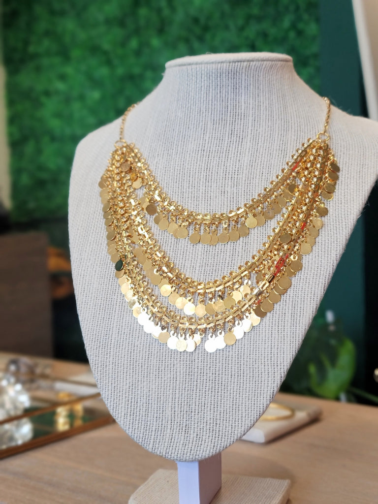 Layered Necklace With Multiple Gold Plates