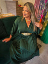 Exquisite Satin Green Midi Dress