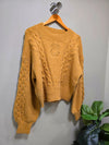 Crochet Caramel Around Neck Knit Top