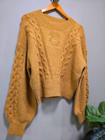 Crochet Caramel Around Neck Knit Top