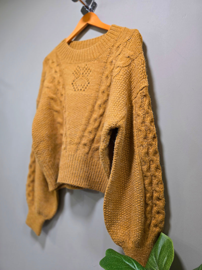 Crochet Caramel Around Neck Knit Top