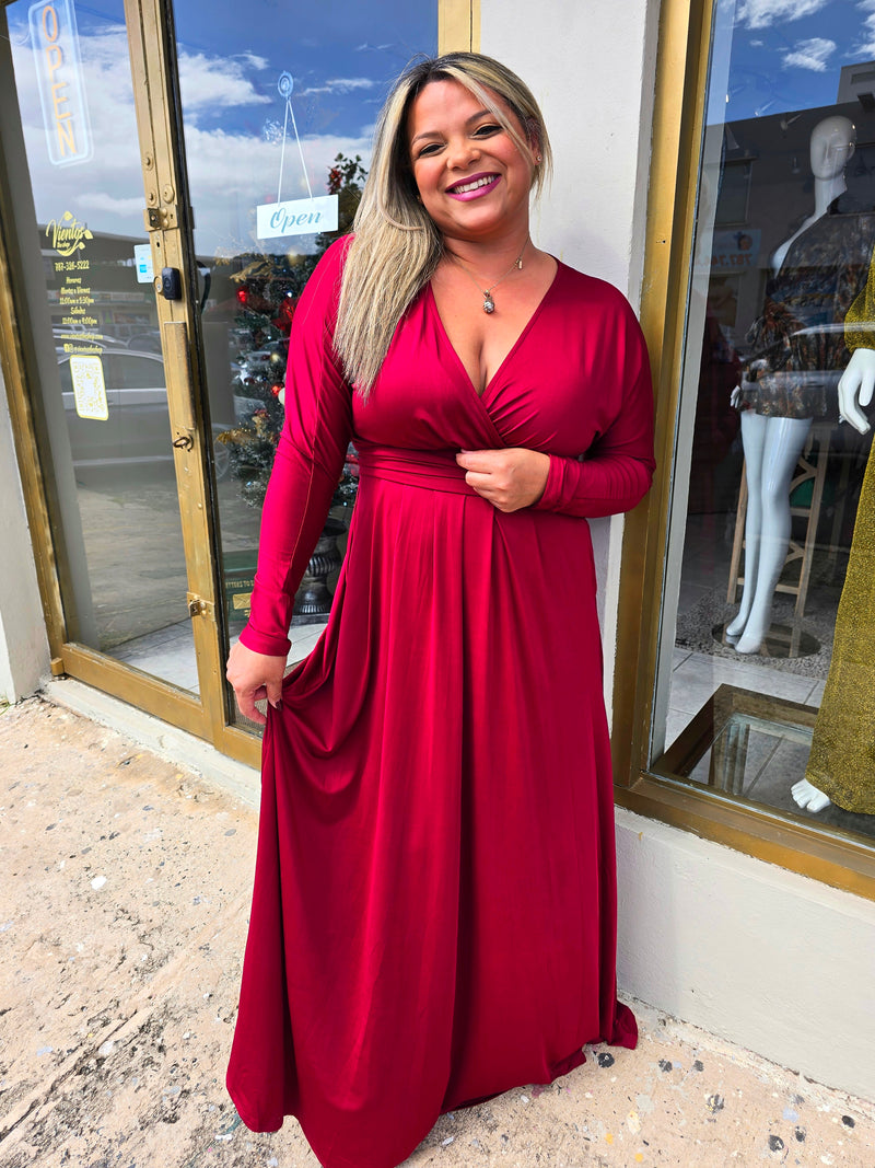 Amore Burgundy Maxi Dress