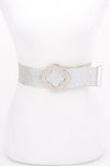 Flower Metallic Silver Stretch Belt