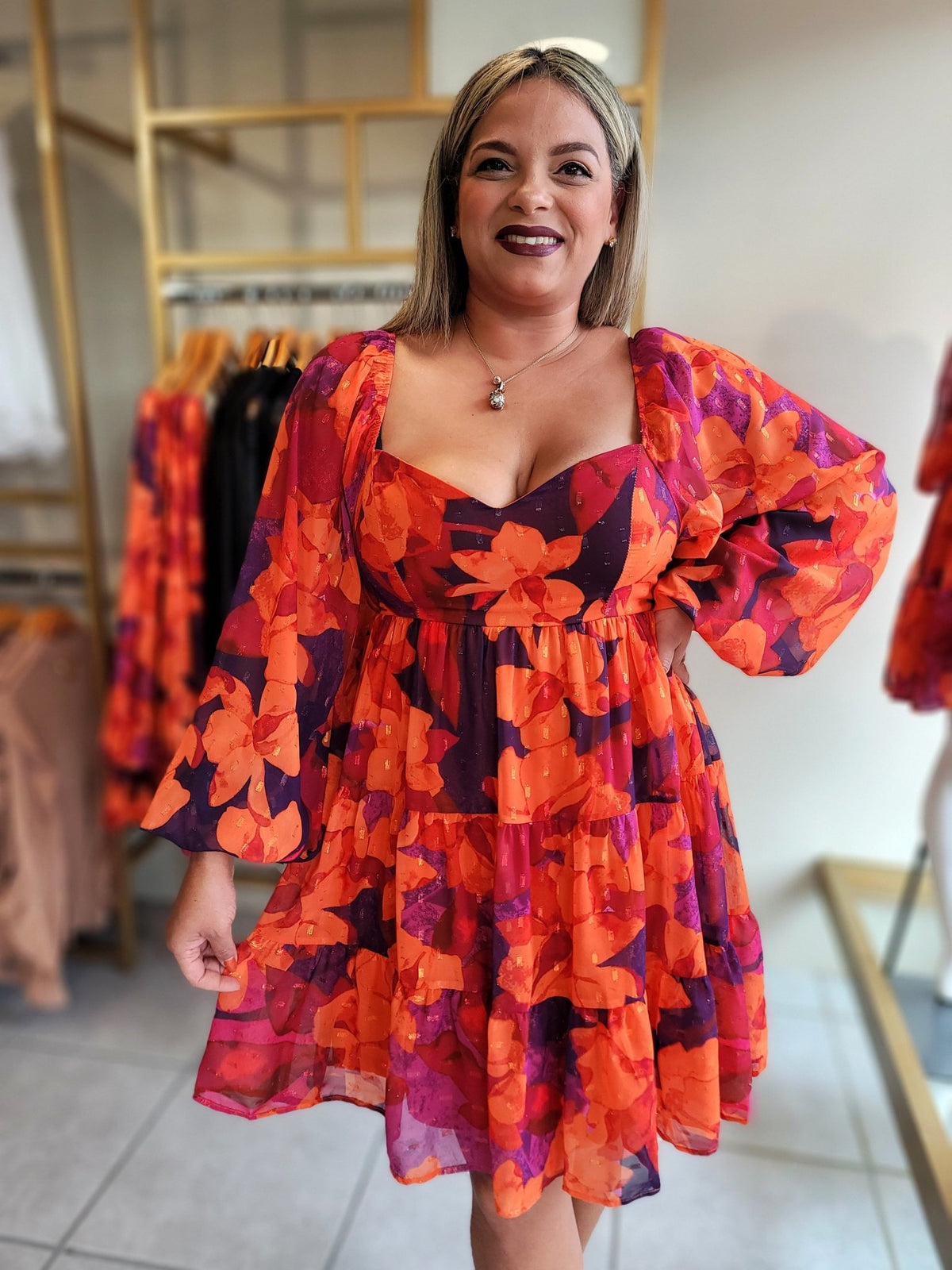Aurora Puffed Sleeves Mini Dress - vientostheshop