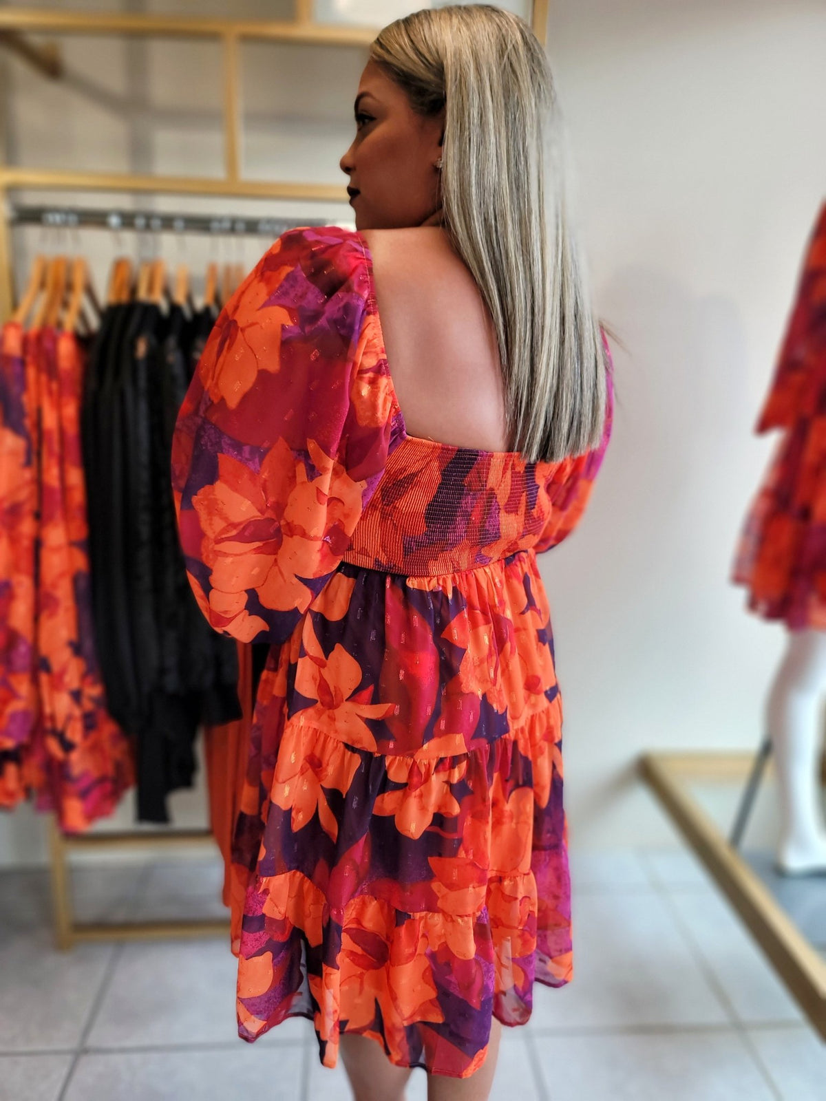 Aurora Puffed Sleeves Mini Dress - vientostheshop