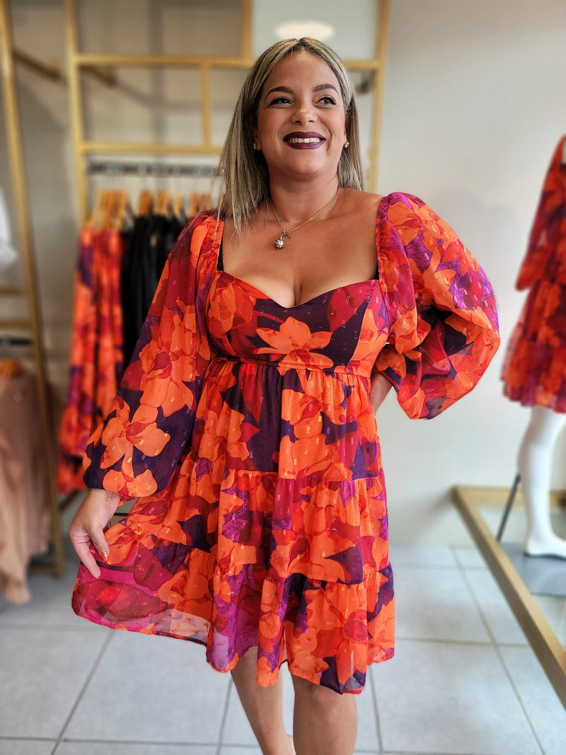 Aurora Puffed Sleeves Mini Dress - vientostheshop