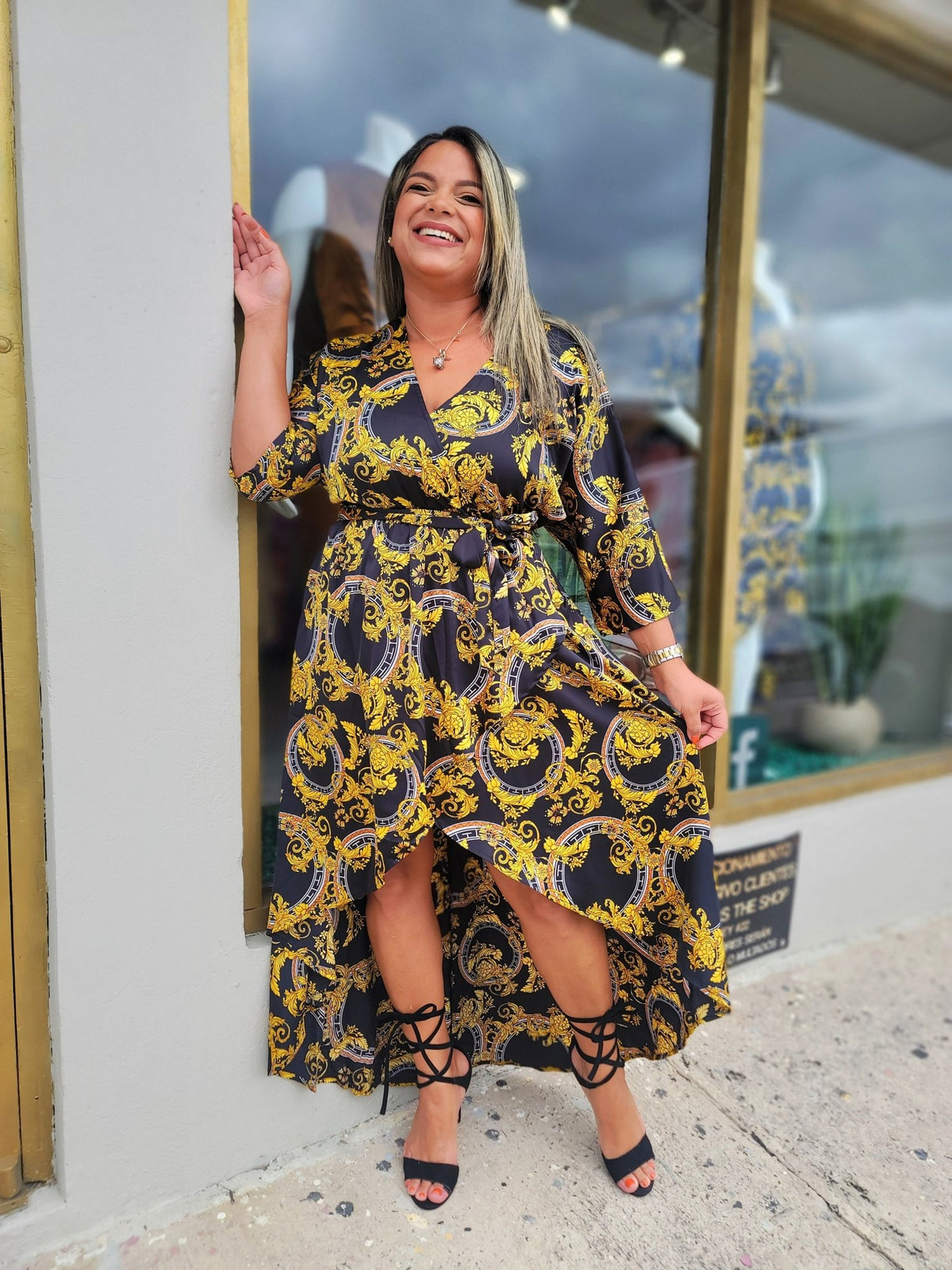 Black & Gold High Low Dress - vientostheshop