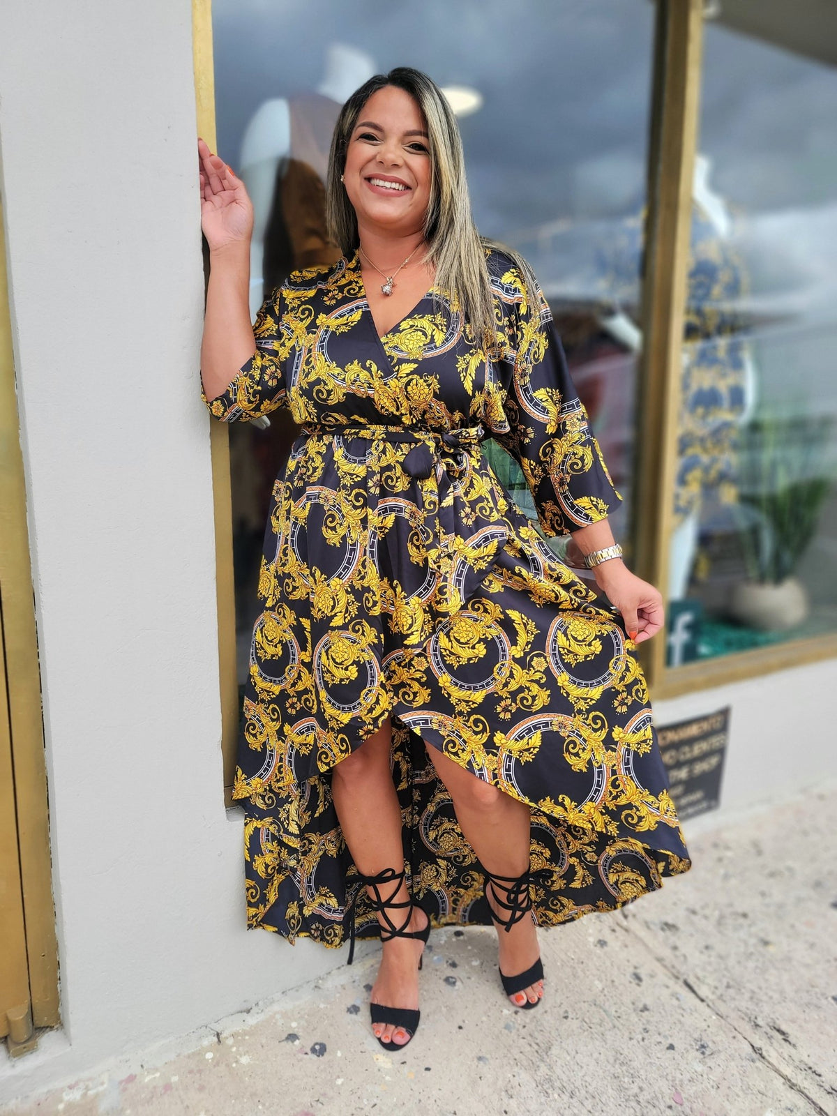 Black & Gold High Low Dress - vientostheshop
