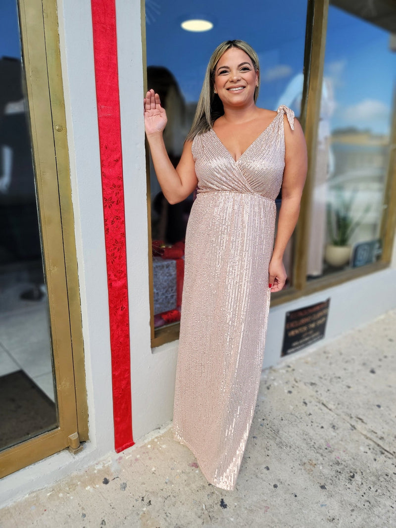 Champagne Sequin Maxi Dress - vientostheshop