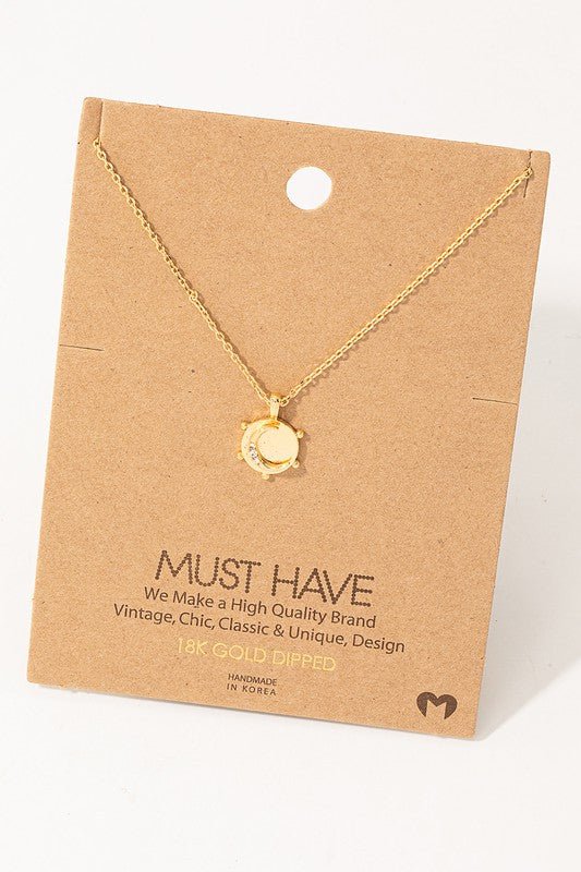 Dainty Mini Moon Coin Gold Pendant Necklace - vientostheshop
