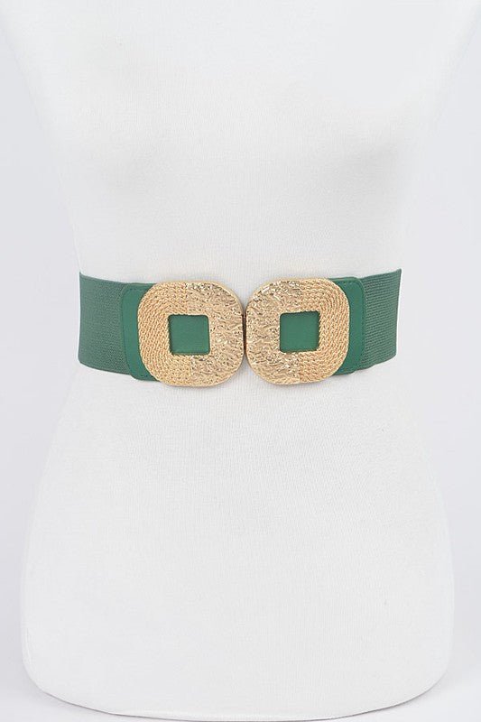 Double Buckle Elastic Green Belt - vientostheshop