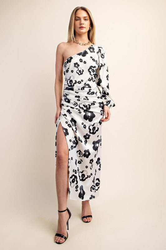Floral One Shoulder Midi Dress - vientostheshop
