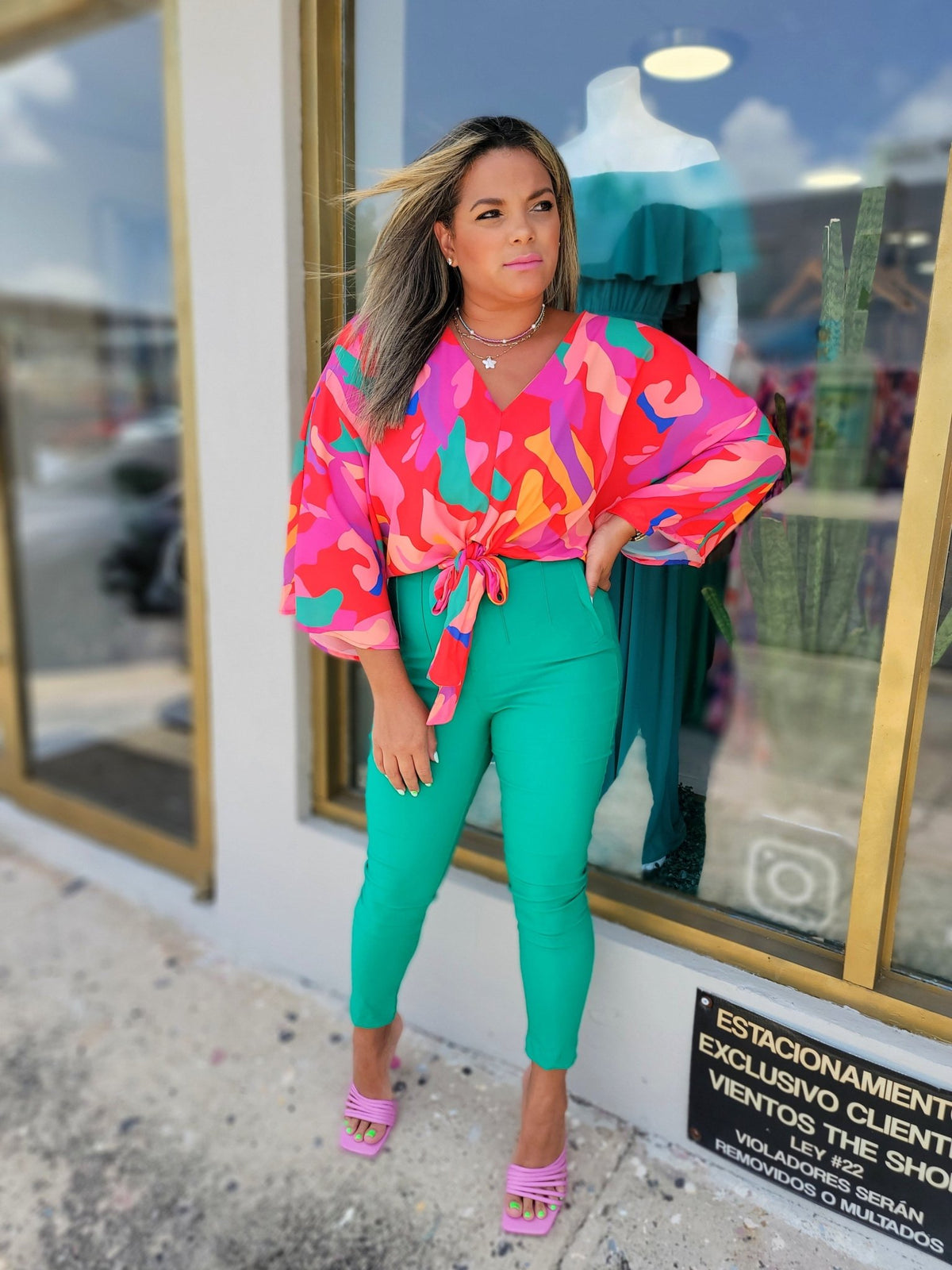 Green Flag High Waist Pants - vientostheshop