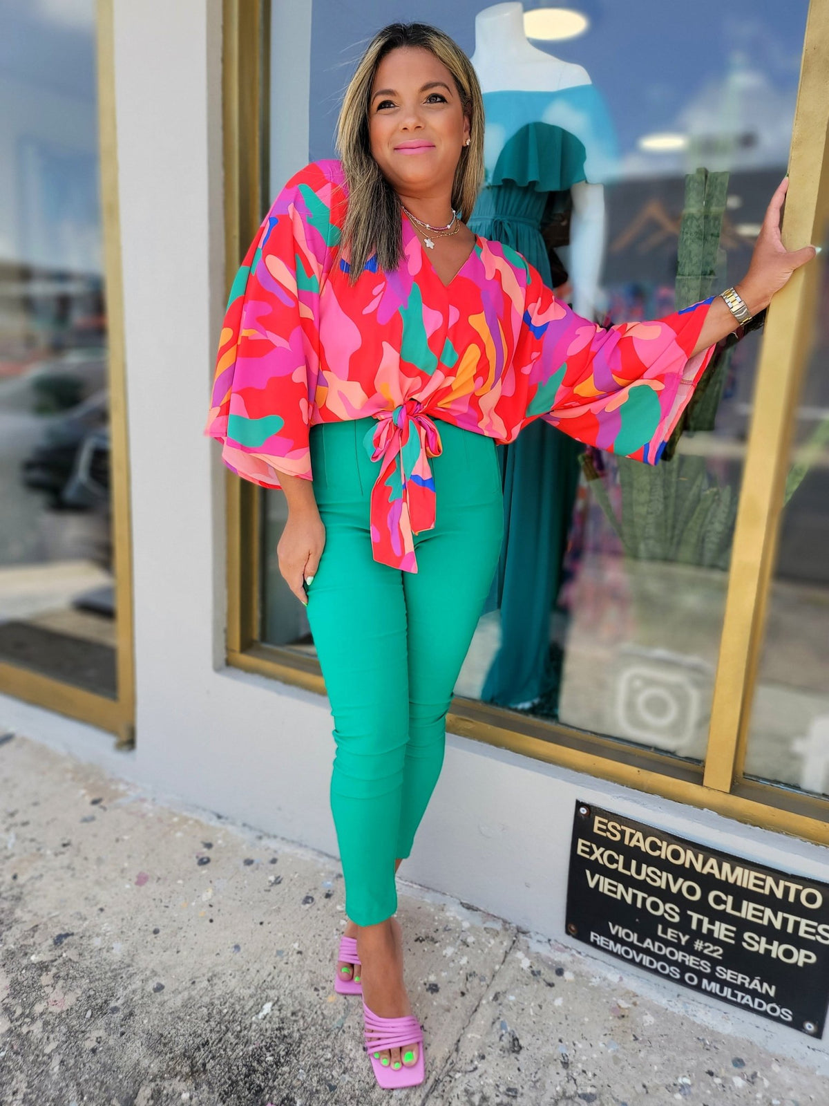 Green Flag High Waist Pants - vientostheshop