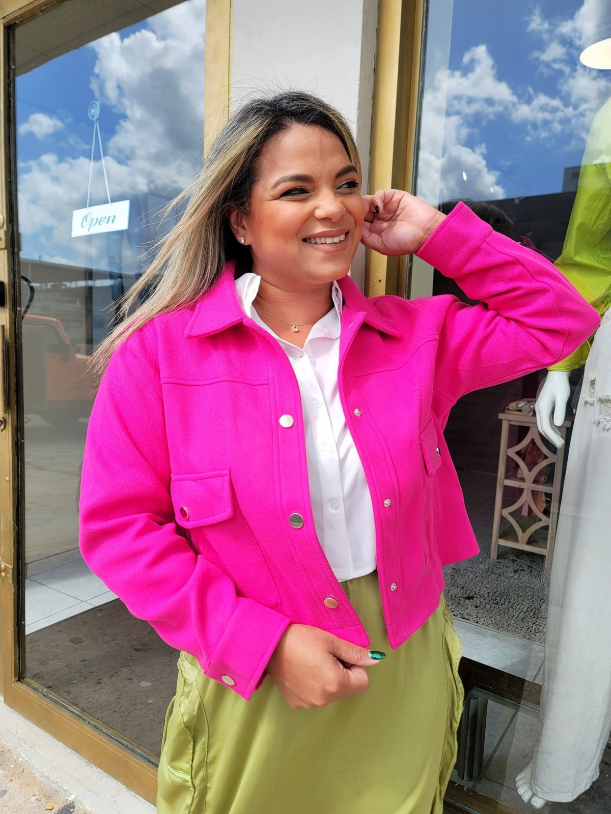 Hot Pink Pocket Jacket - vientostheshop