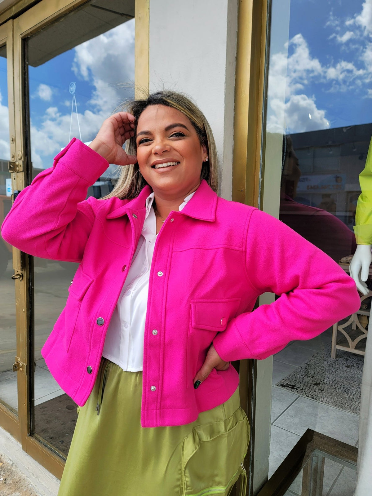 Hot Pink Pocket Jacket - vientostheshop