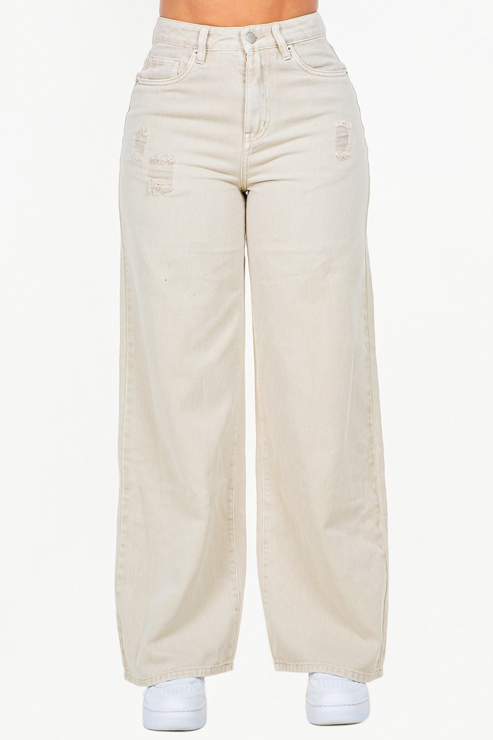 Ivory High Waist Wide Leg Jeans - vientostheshop