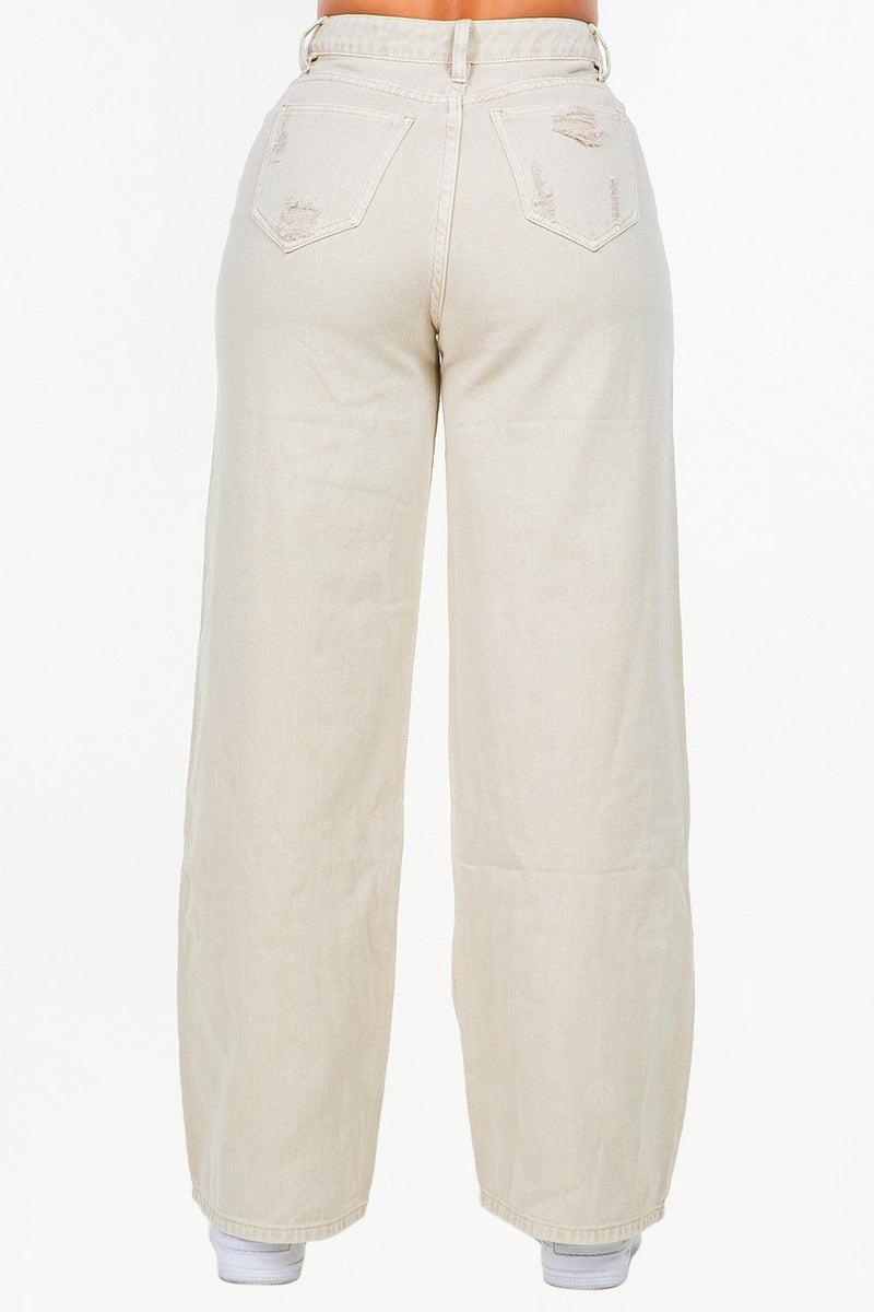 Ivory High Waist Wide Leg Jeans - vientostheshop