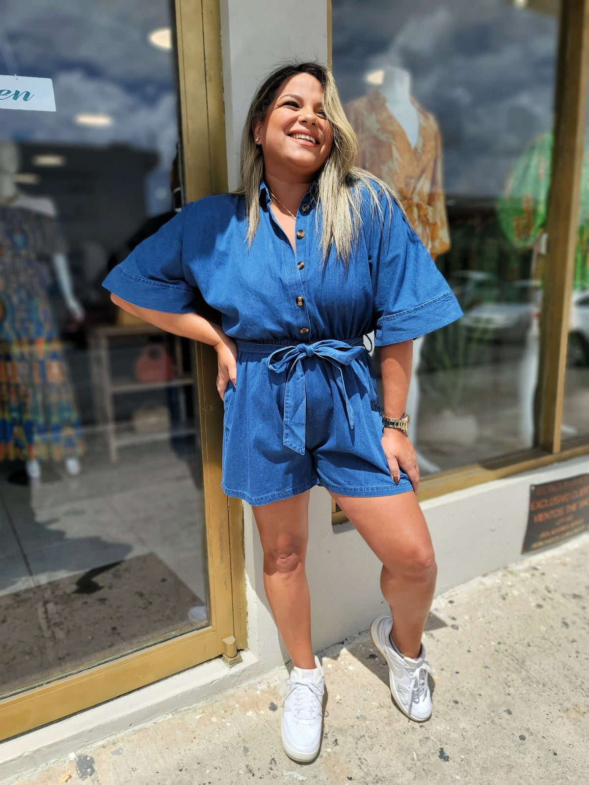 Light Weight Denim Romper - vientostheshop