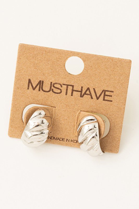 Mini Hoop Curved Stud Silver Earrings - vientostheshop