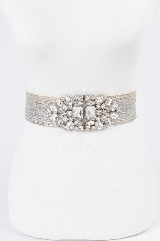 Multi Stone Metallic Straw Silver Belt - vientostheshop