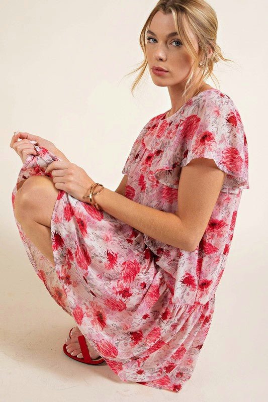 Pink and Red Abstract Doll Dress - vientostheshop