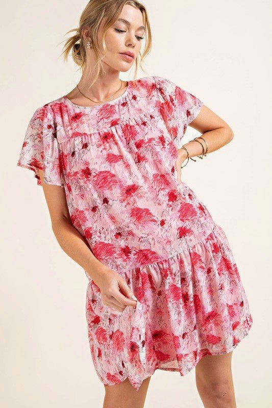 Pink and Red Abstract Doll Dress - vientostheshop