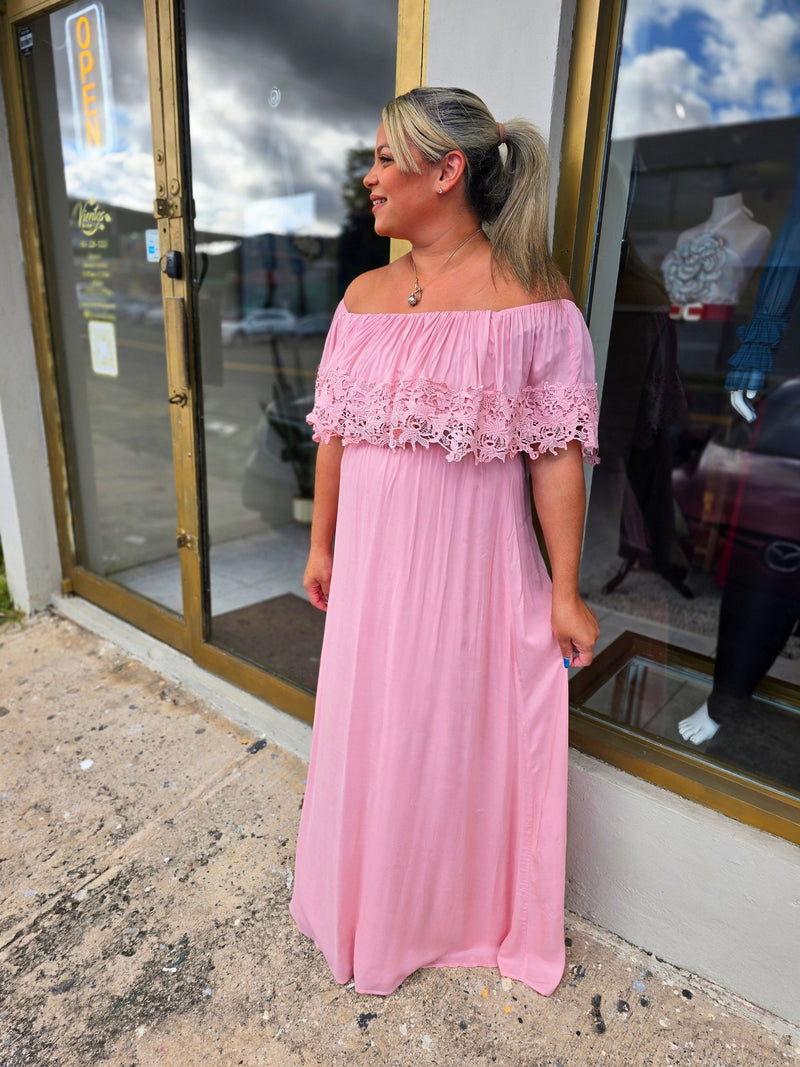 Pink Blush with Lace Maxi Dress - vientostheshop