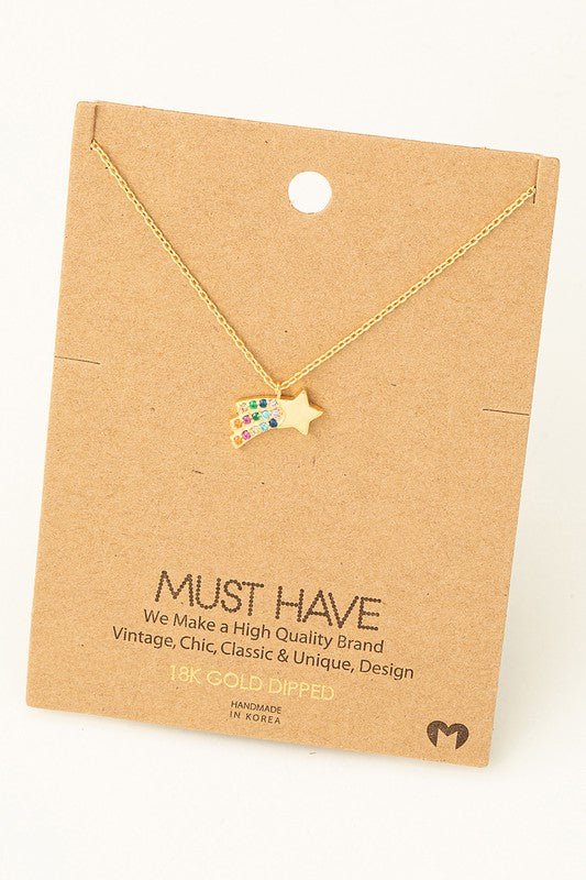 Rainbow Shooting Star Pendant Necklace - vientostheshop
