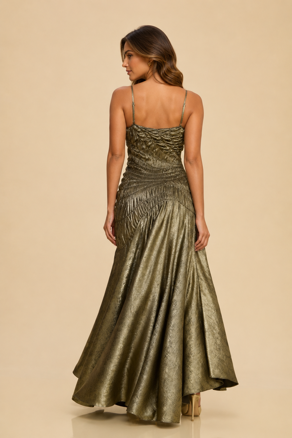 Olive Glam High-Low Dress