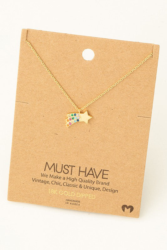 Rainbow Shooting Star Pendant Necklace