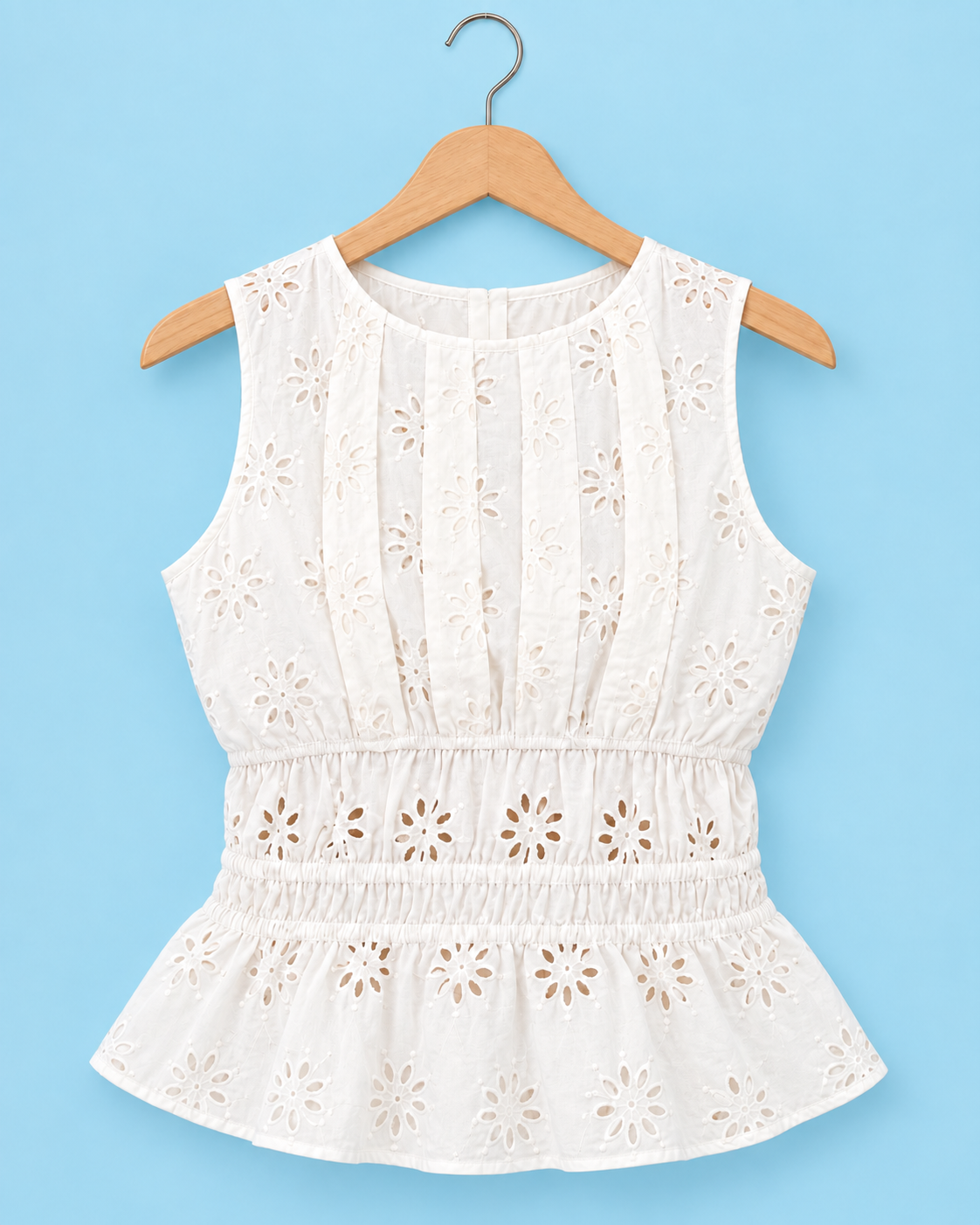 Ivory Eyelet Peplum Top