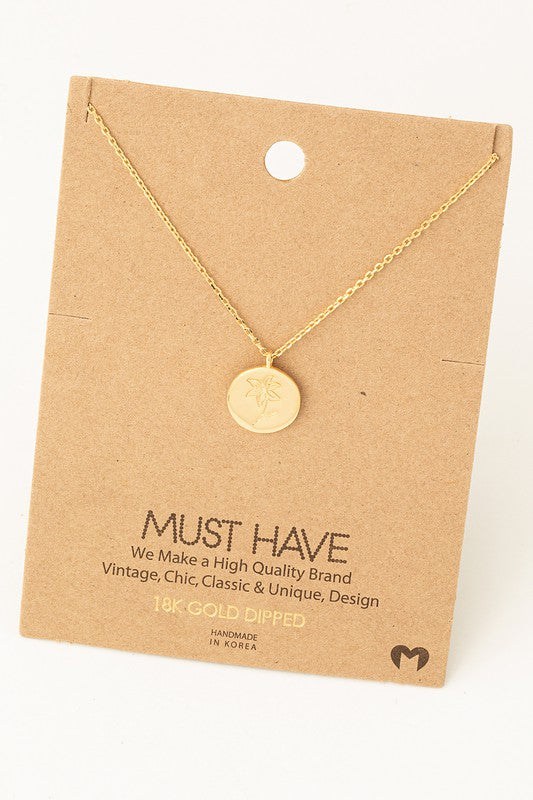 May Flower Coin Gold Pendant Necklace