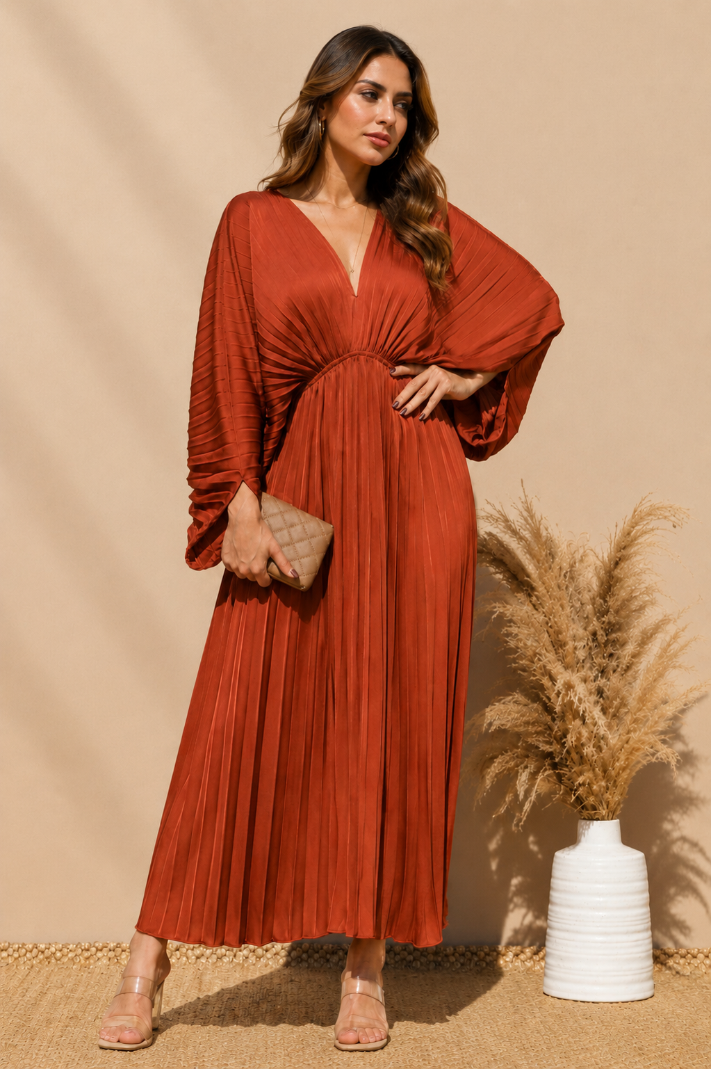 Lady Mocha Brown Midi Dress