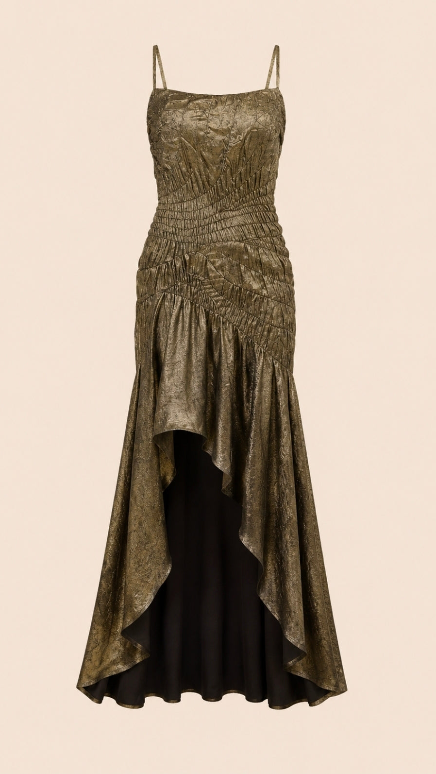 Olive Glam High-Low Dress