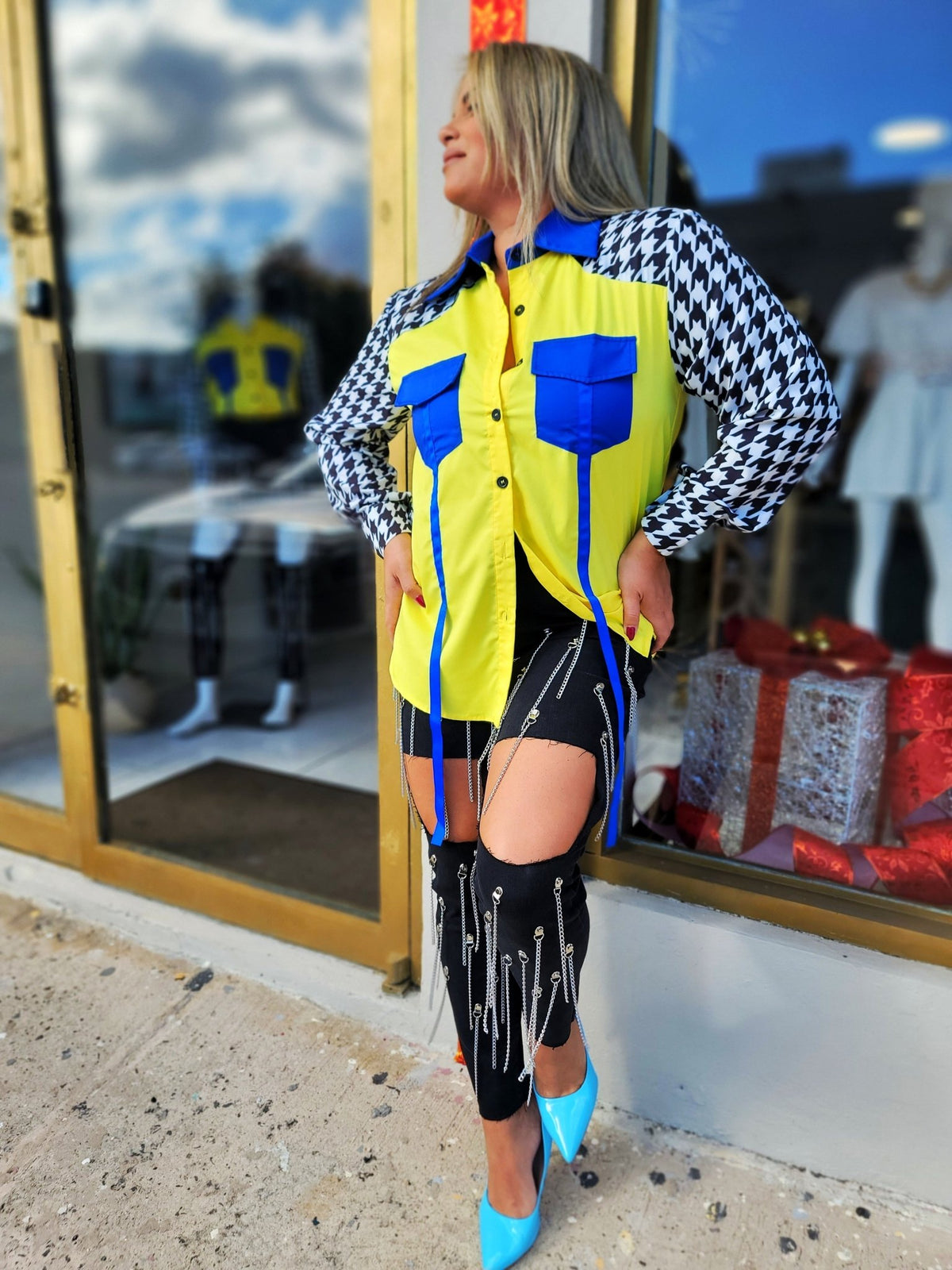 Royal Blue Pockets with Long Sleeves Top - vientostheshop