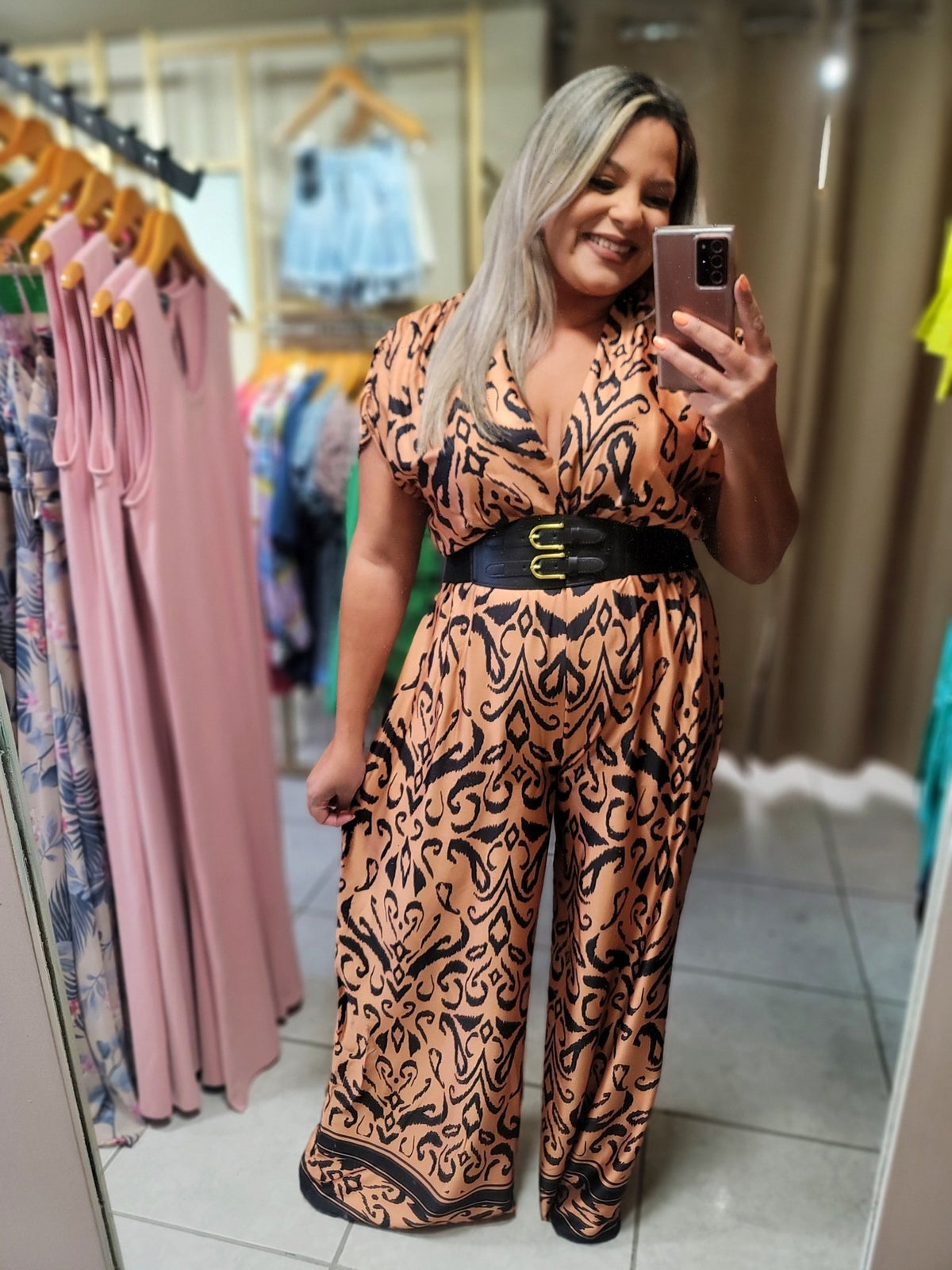 Samba Gold Jumpsuit with Belt - vientostheshop