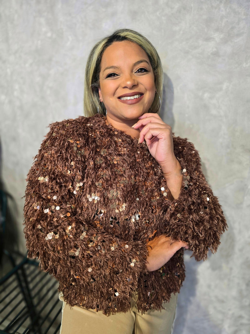 Sequin Shaggy Jacket - vientostheshop