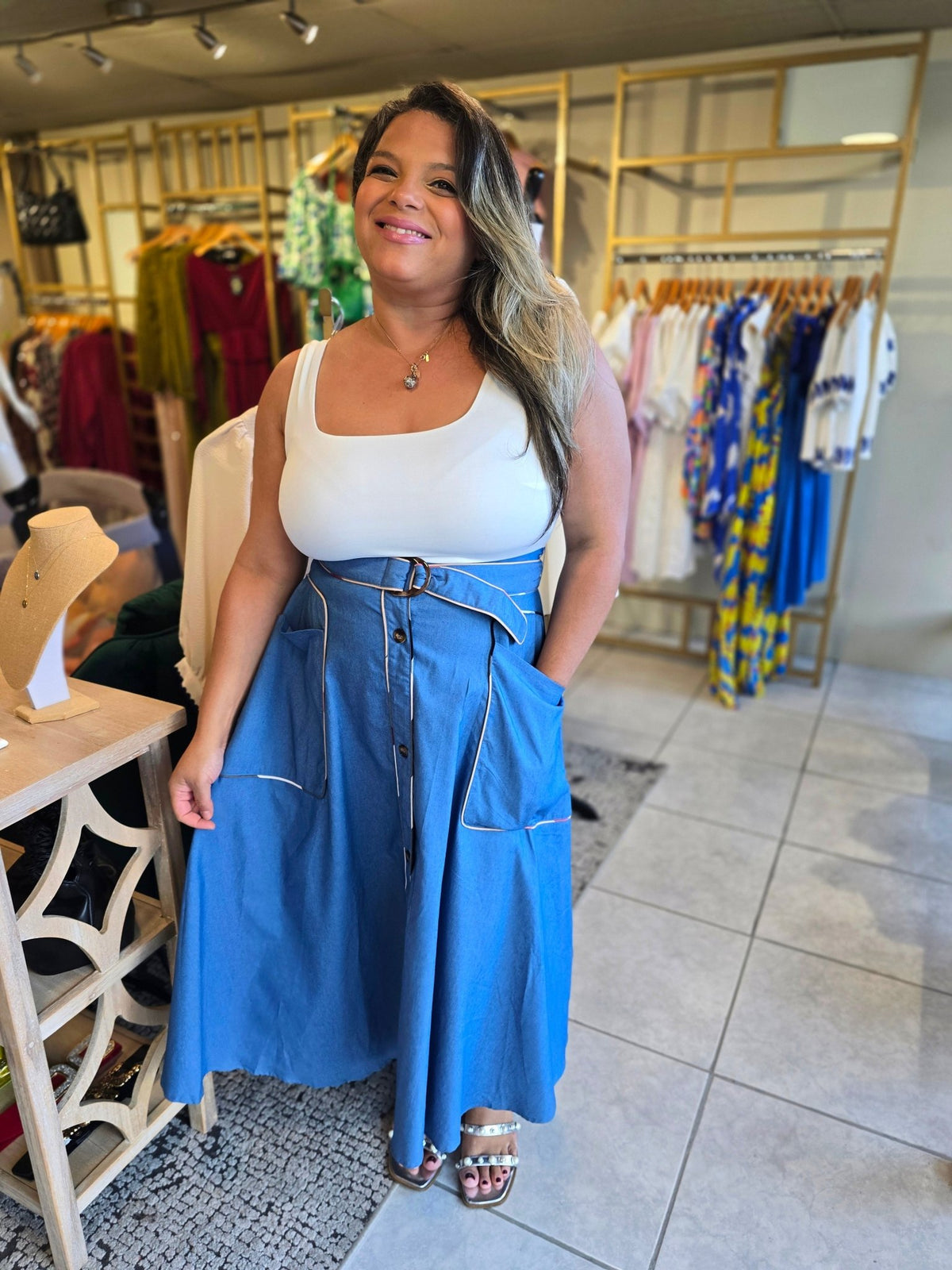 Serena Denim Midi Dress - vientostheshop