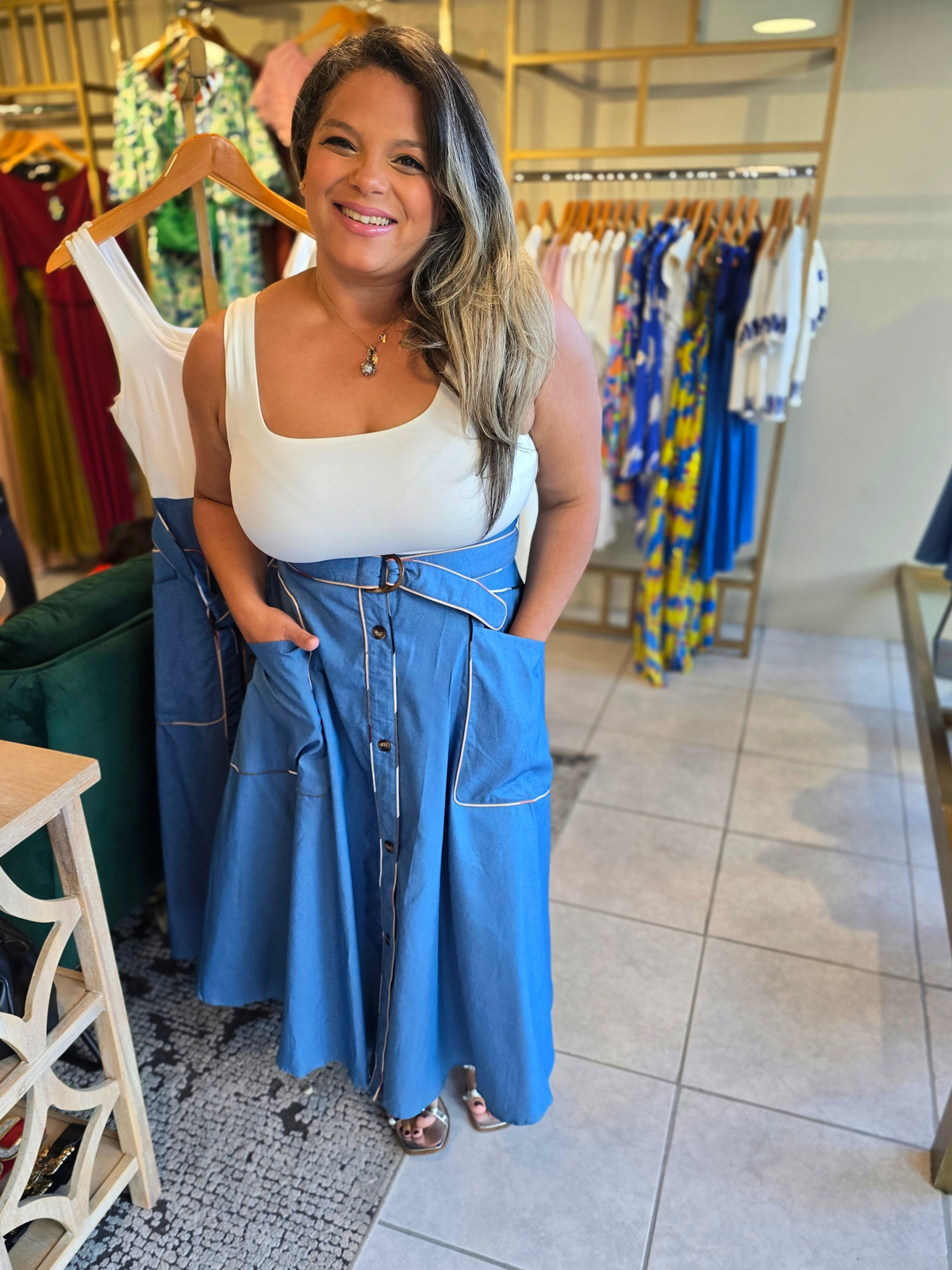 Serena Denim Midi Dress - vientostheshop