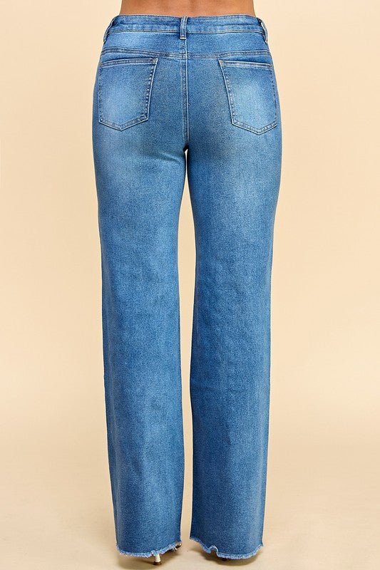 Silver Wide Leg Tacks Jeans - vientostheshop