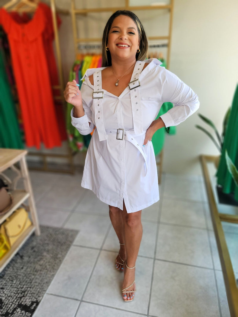 Tyla White Dress with Adjustable Straps - vientostheshop