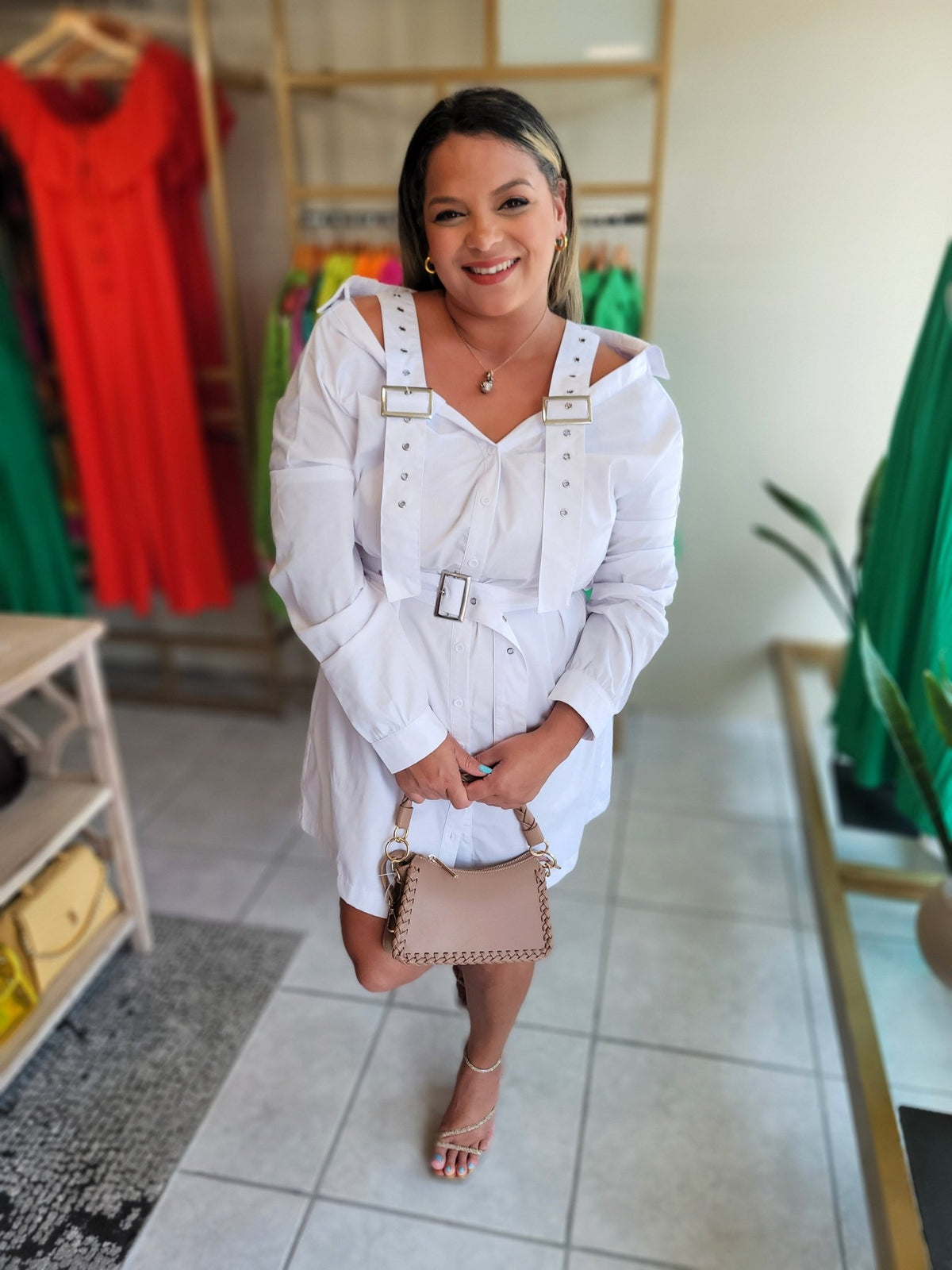 Tyla White Dress with Adjustable Straps - vientostheshop