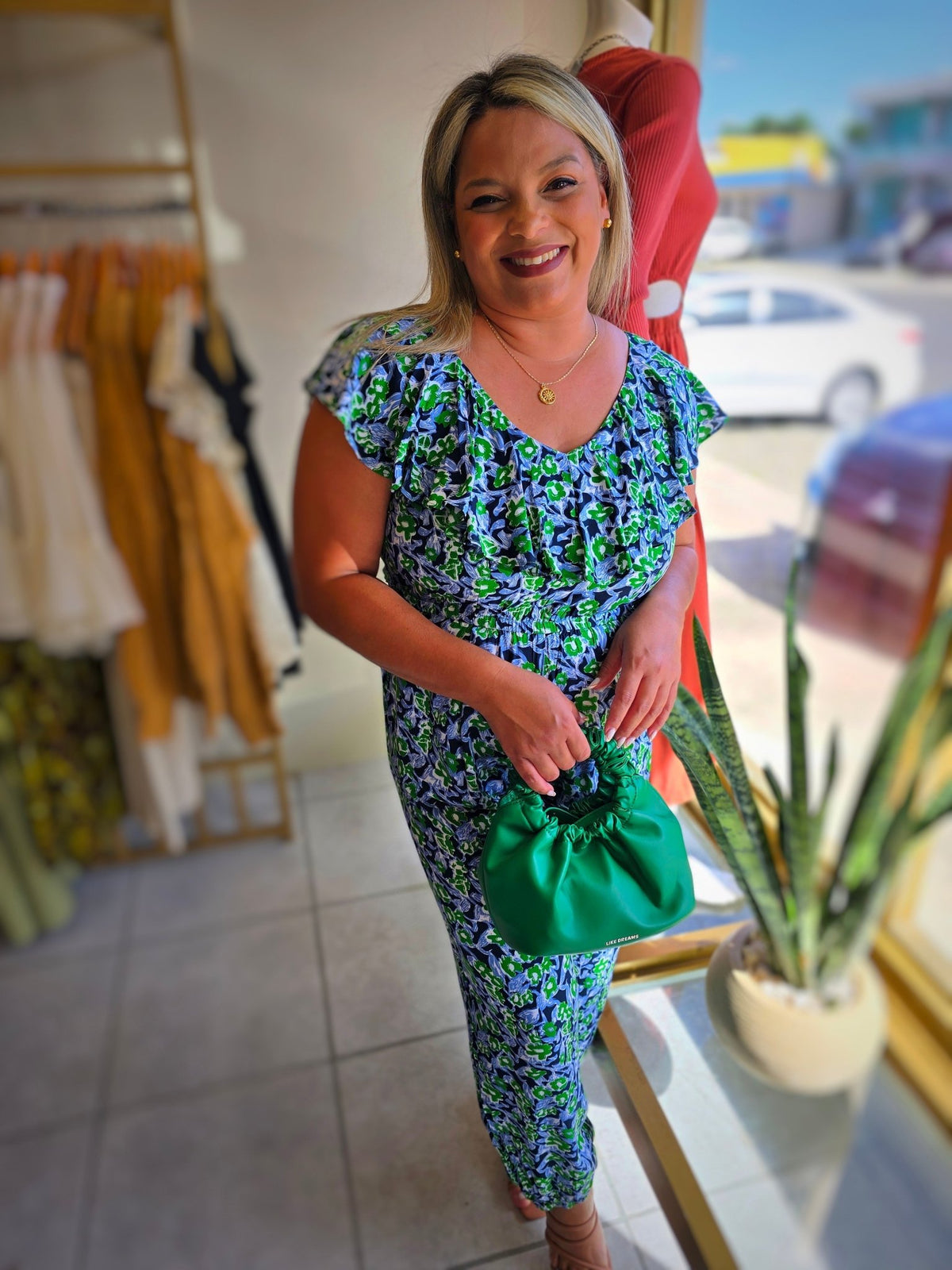 Vintage Green Blue Jumpsuit - vientostheshop